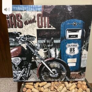 NEW Route 66 Motorcycle Framed Canvas Picture 20 x 20